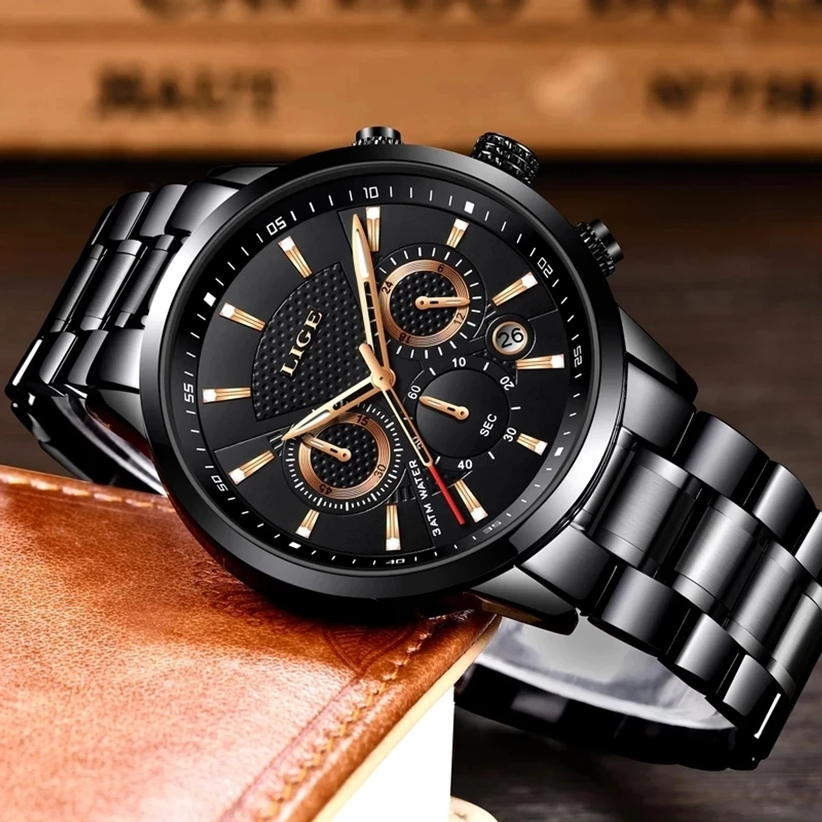 LIGE Mens Watches Top Luxury Brand Business Quartz Watch Men Military Sports Waterproof Dress Wristwatch Black Relogio Masculino - Image 4