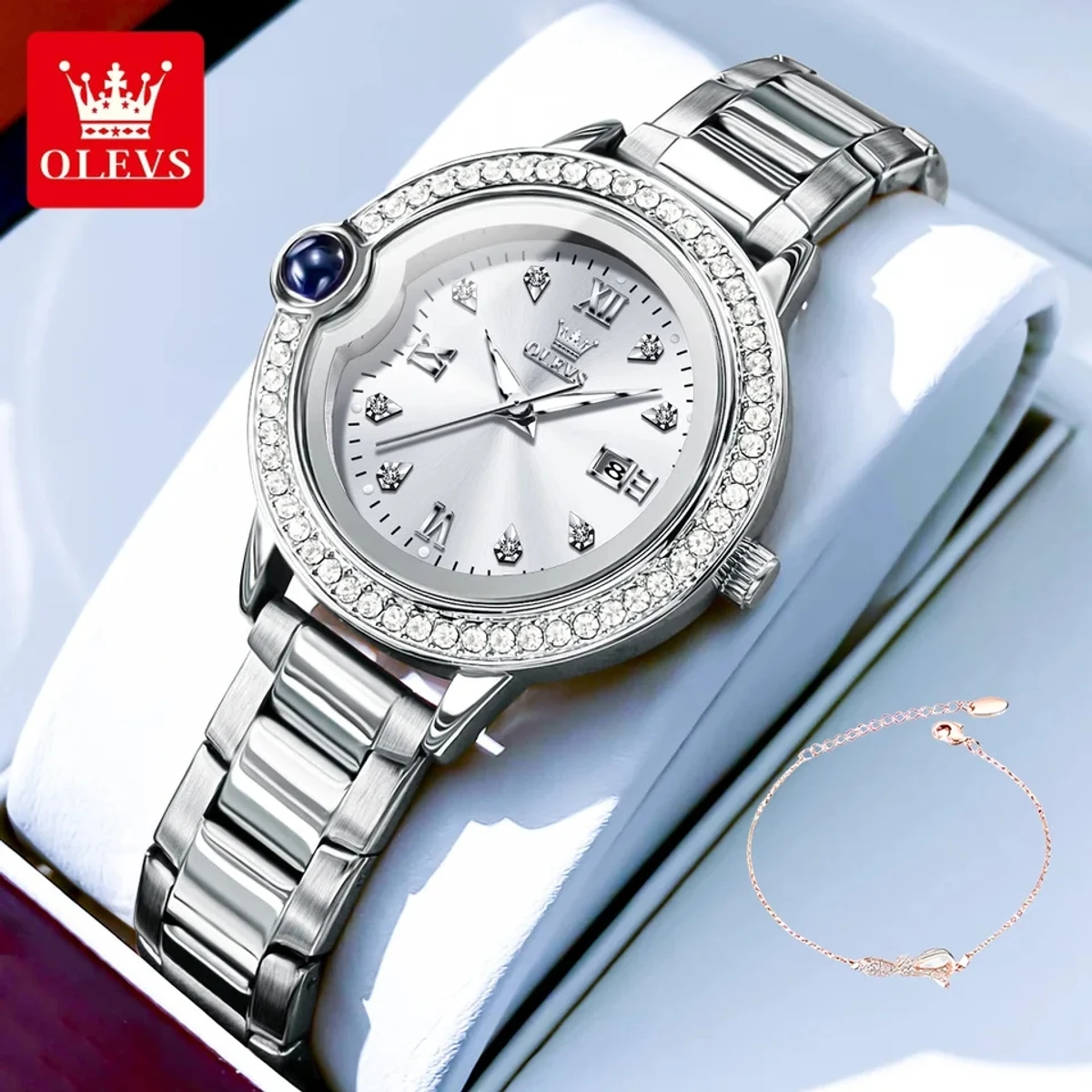 OLEVS 5588 New Elegant Women's Watches Waterproof Calendar Luxury Quartz Watch For Women Diamond Love Dial Ladies Hand Clock