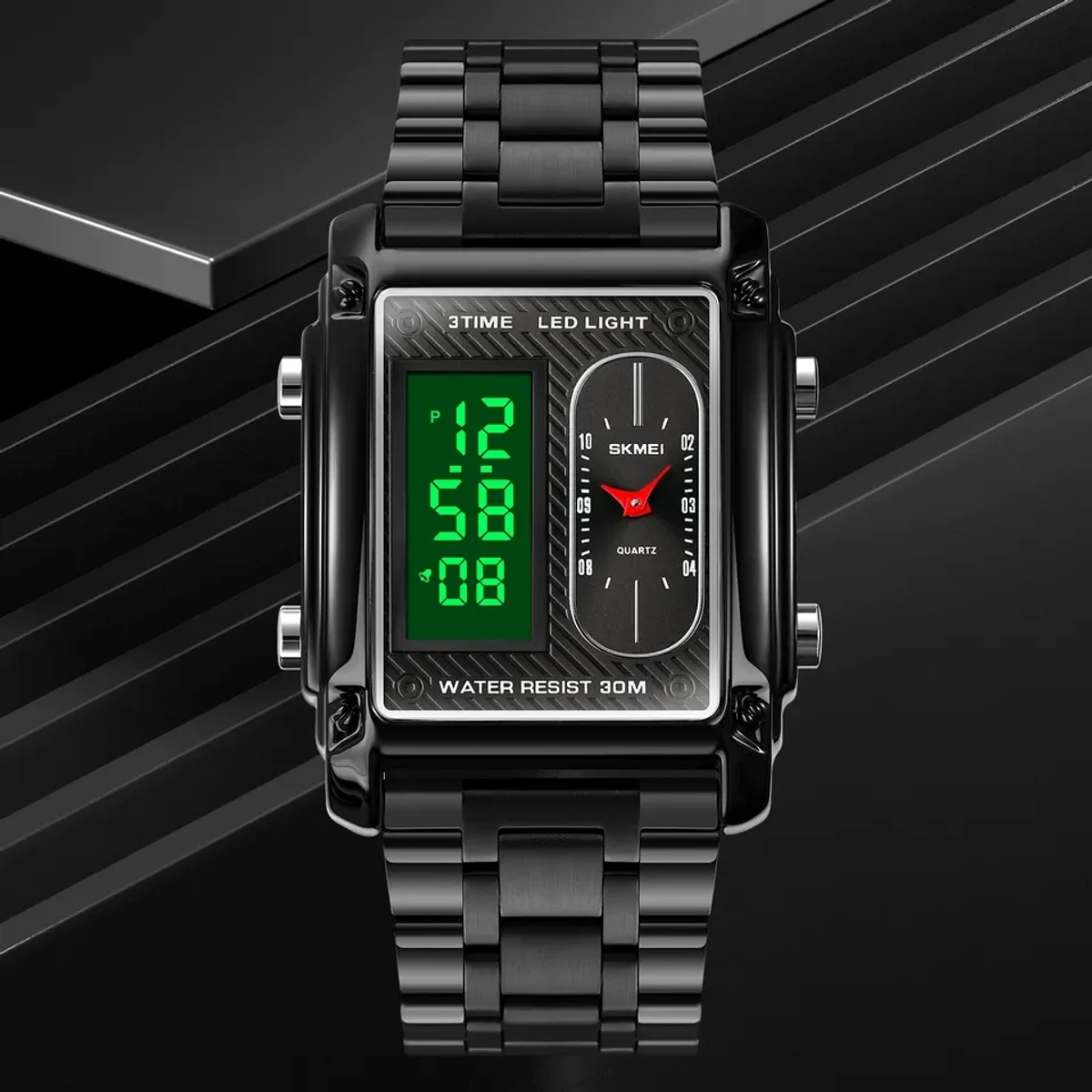 SKMEI 1868 Rectangular Men Watch Alarm Clock Calendar Men's Watches Pointer Waterproof Electronic Wristwatch Reloj Masculio 1888 - Image 3