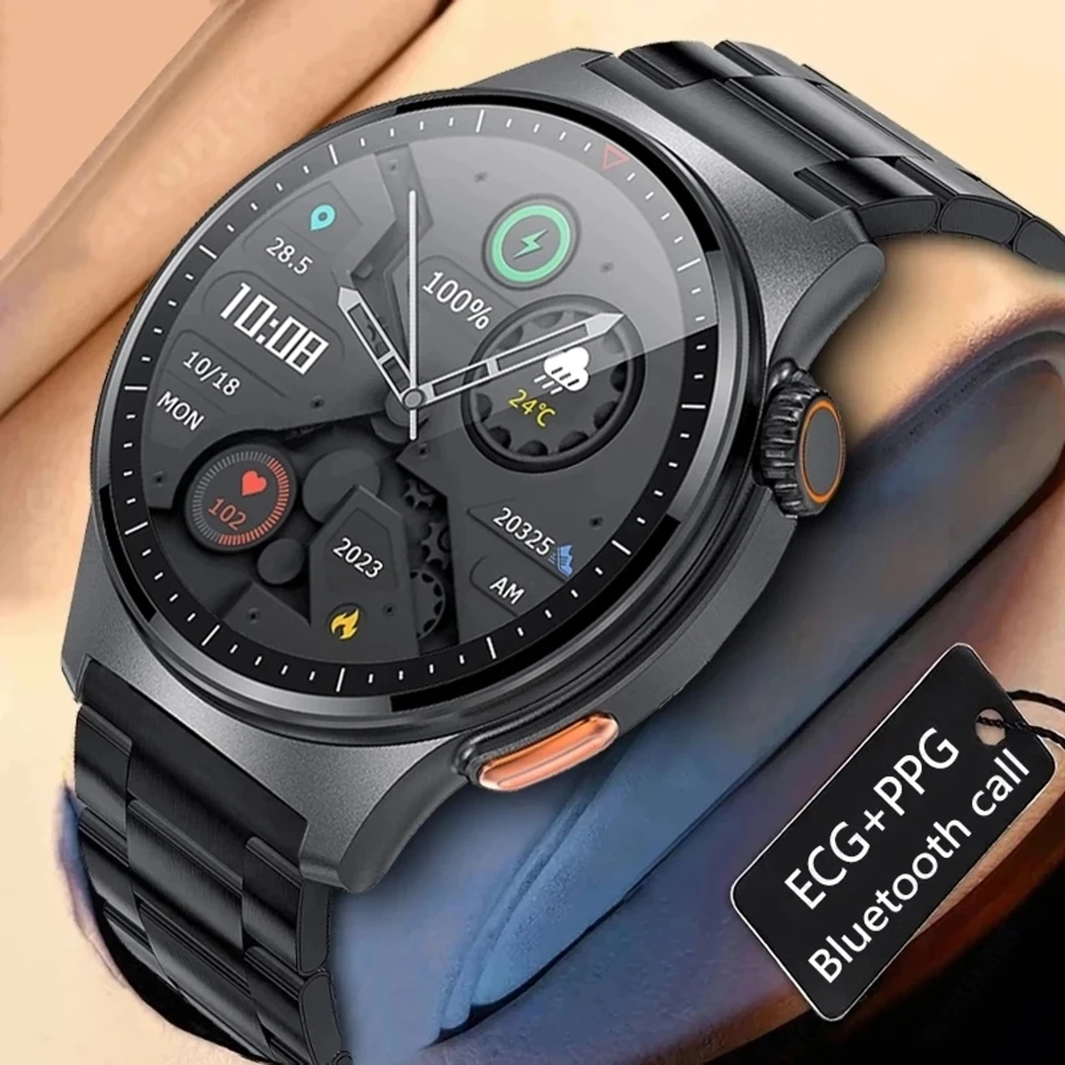 ECG+PPG Bluetooth Call Smart Watch Men Sports Bracelet Waterproof Custom Watch Face Men SmartWatch For IOS Android