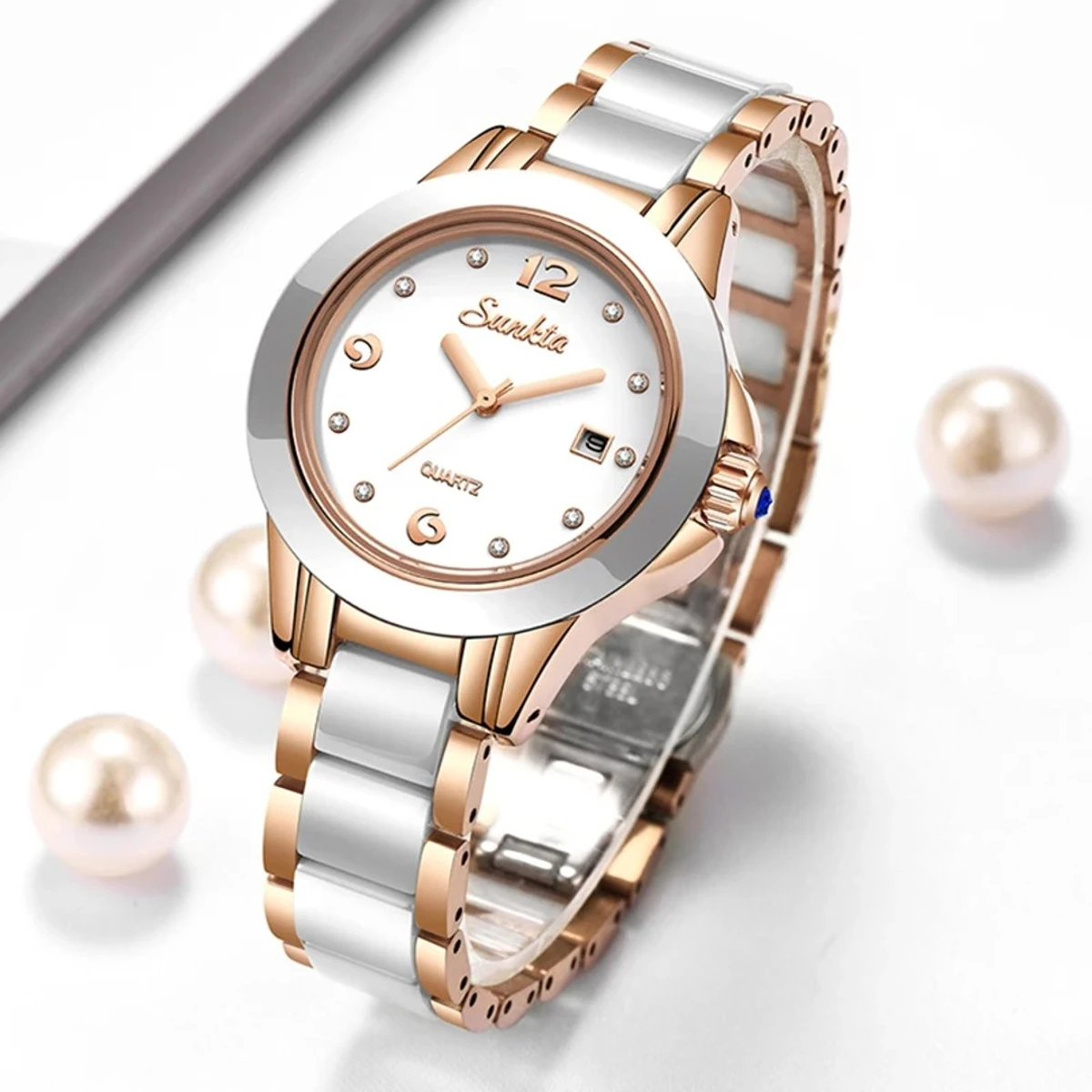 SUNKTA Fashion Women Watches Rose Gold Ladies Bracelet Watches Reloj Mujer New Creative Waterproof Quartz Watches For Women