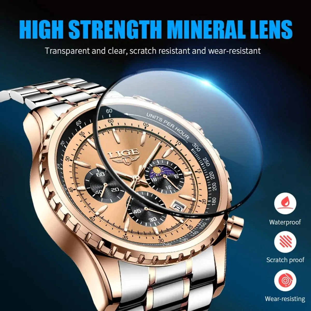 LIGE Top Brand Luxury New Men Watch Quartz Man Watches Waterproof Luminous Watch for Men Date Chronograph Sport Wristwatch