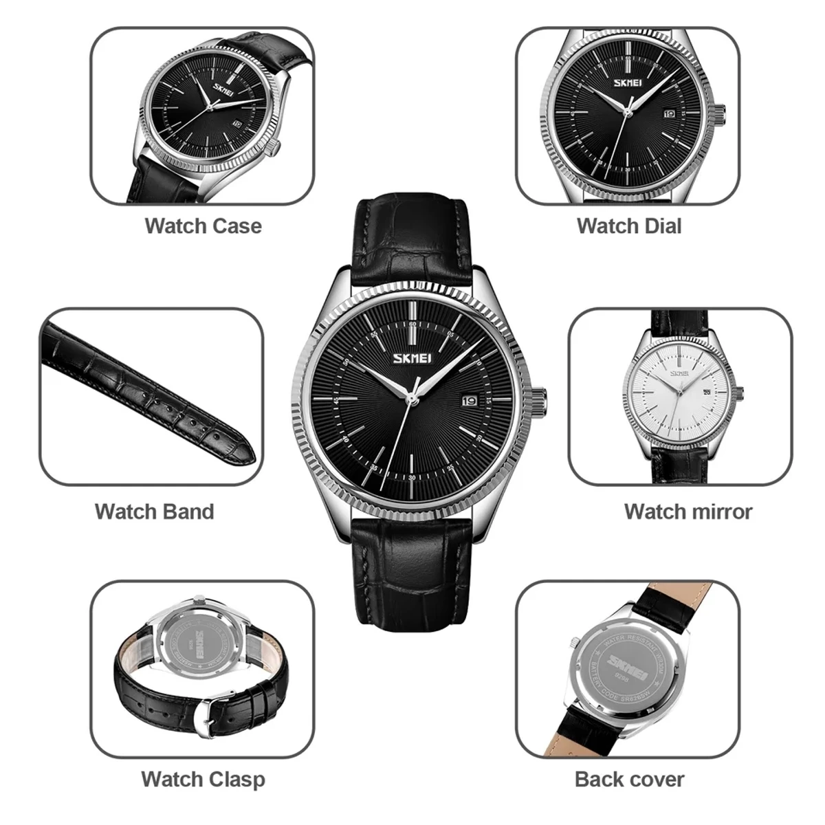 Skmei Casual Single Calendar Belt Men's Quartz Watch Simple Dial Business Men's Watch Watch - Image 4