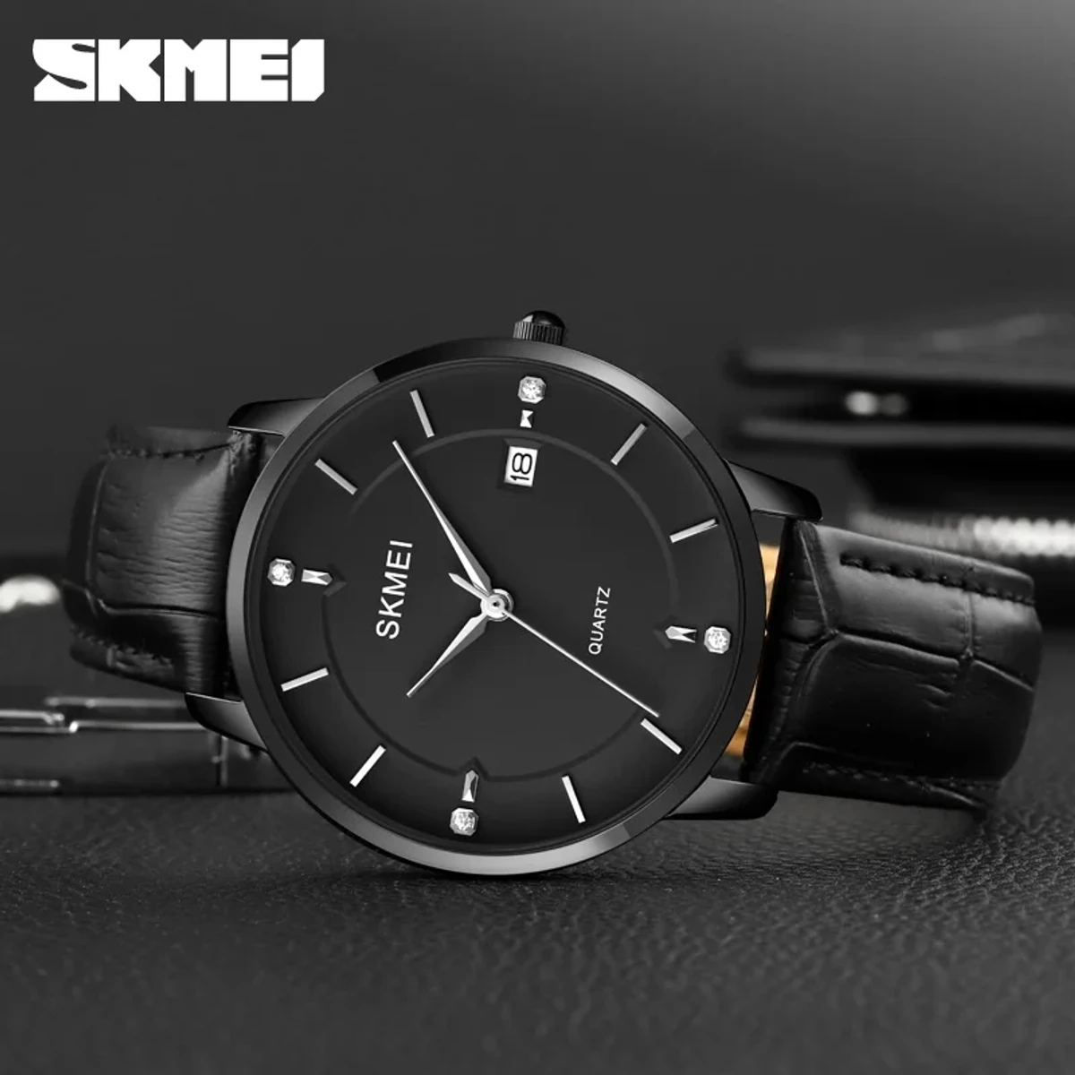 Skmei Simple Men's Watch Men's Business Calendar Waterproof Quartz Leather Belt Watch - Image 3