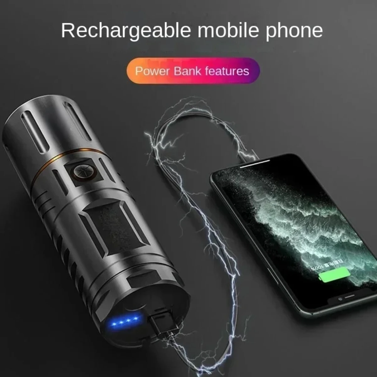 LED Rechargeable torch light with power bank