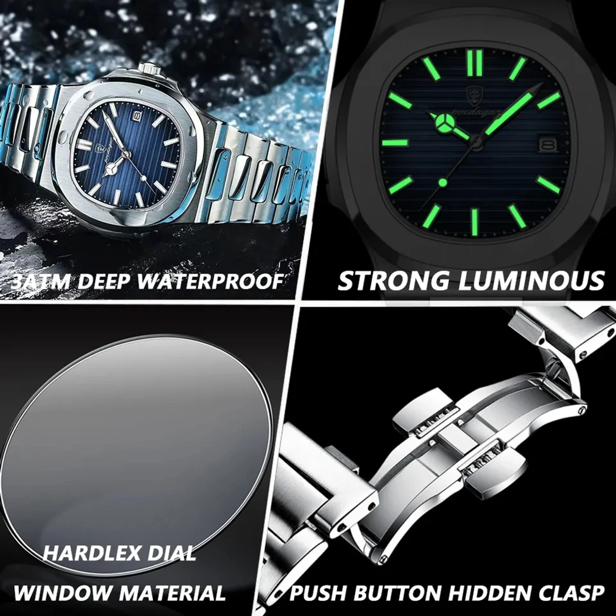 POEDAGAR 613 Luxury Waterproof Watch