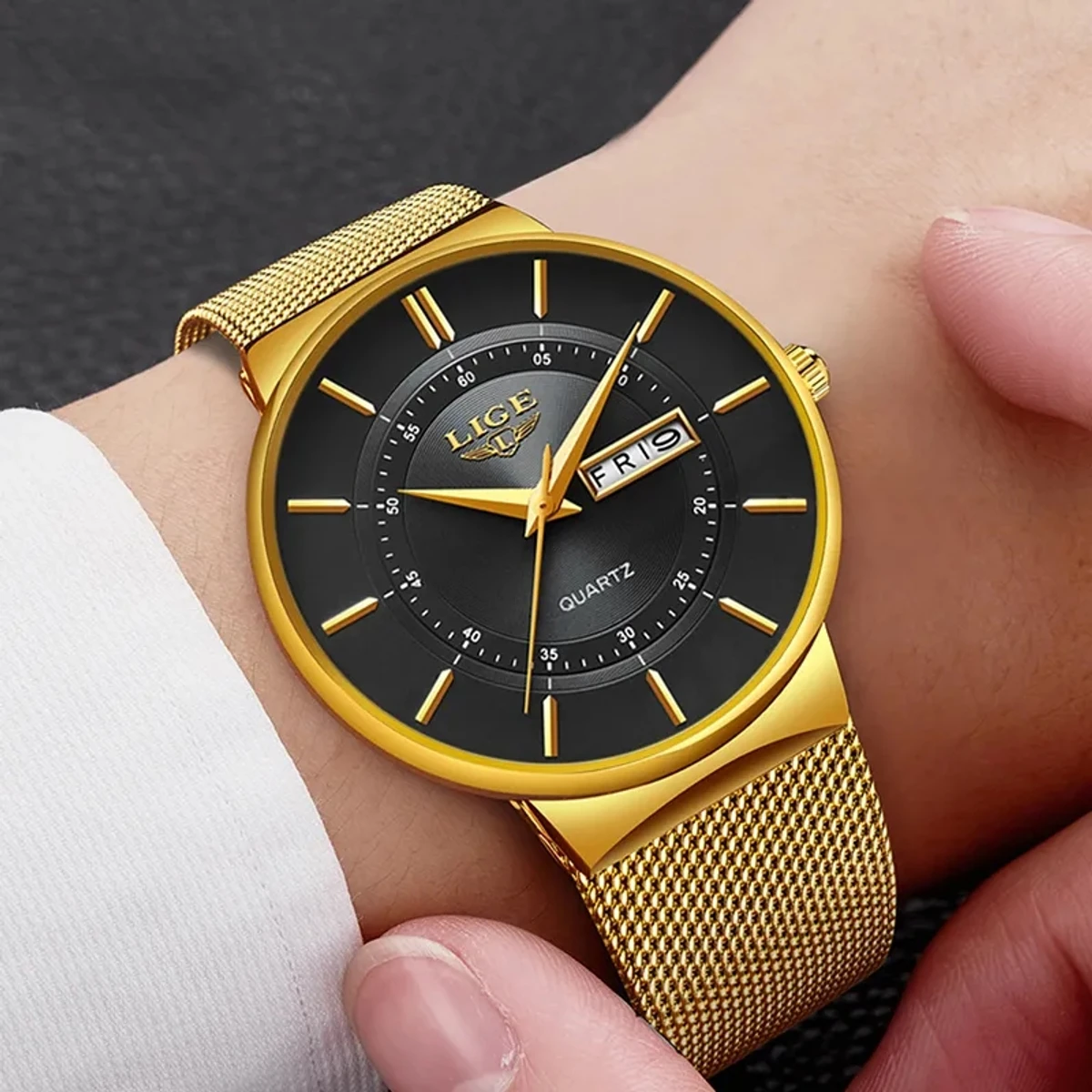 LIGE Top Brand Luxury Man Wristwatch Waterproof Stainless Steel