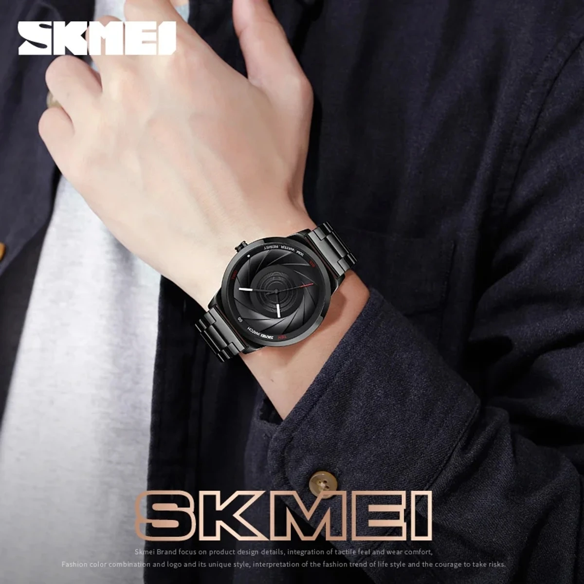 SKMEI 9210 Fashion 3D Fashion Dial Mens Watch Top Brand Luxury Full Steel Business 30 Waterproof Watch reloj Sport Quartz Watch - Image 3