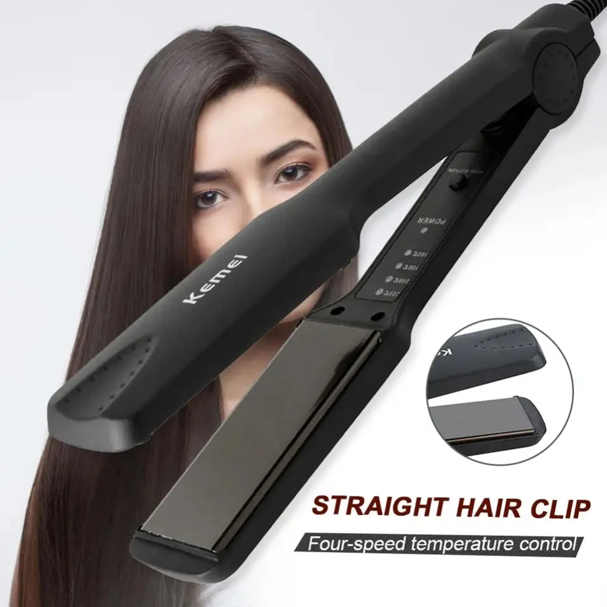 KM-329 Professional Electric Hair Straightener Flat Iron Clip Styling Tool