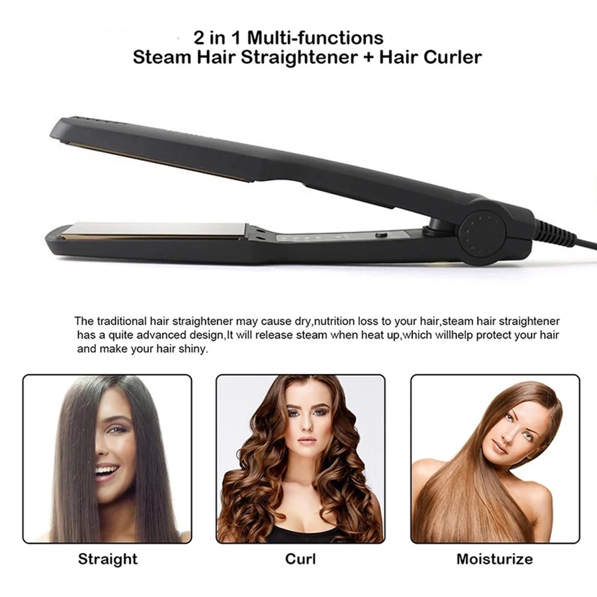 KM-329 Professional Electric Hair Straightener Flat Iron Clip Styling Tool