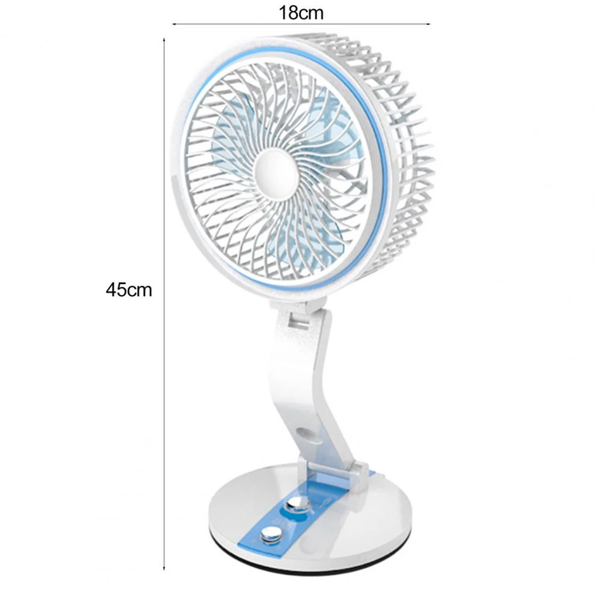 Rechargeable Folding Table Fan with Led Light