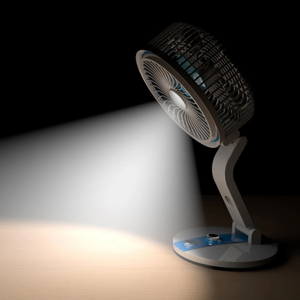 Rechargeable Folding Table Fan with Led Light