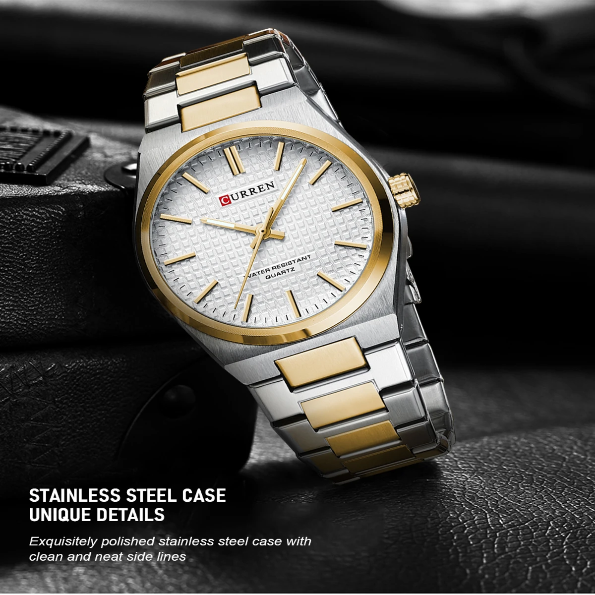 CURREN 8439 Stainless Steel Fashion Quartz Man Wristwatch