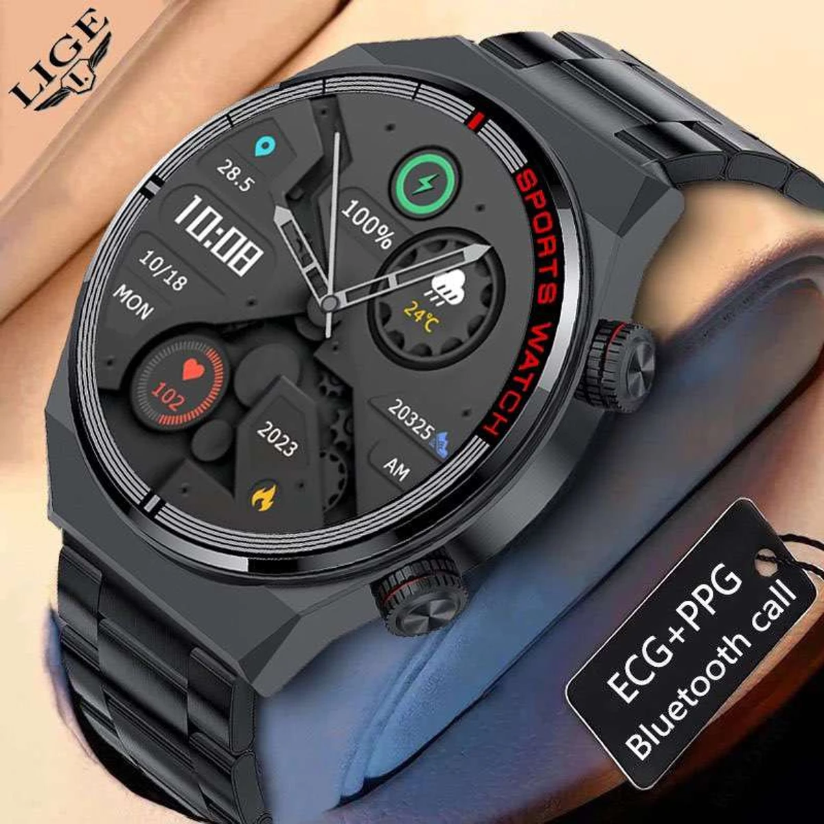 LIGE  ECG+PPG+GPS+NFC Smart Watch