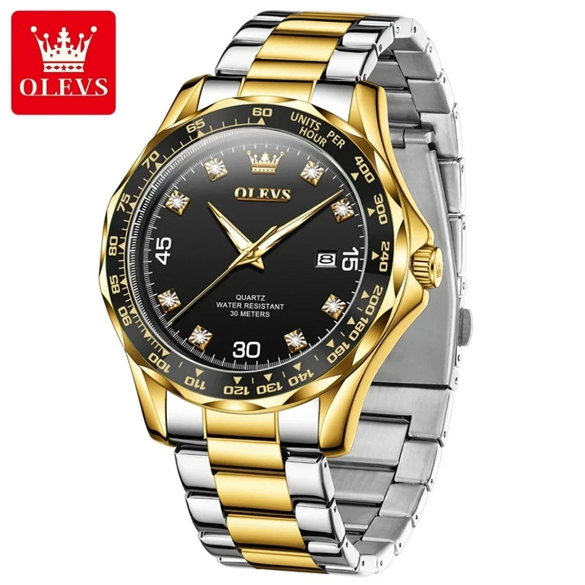 OLEVS 9988 Number Dial Luxury Quartz Watch For Men Original Top Brand Wristwatch Waterproof Luminous Calendar Business Man Watch