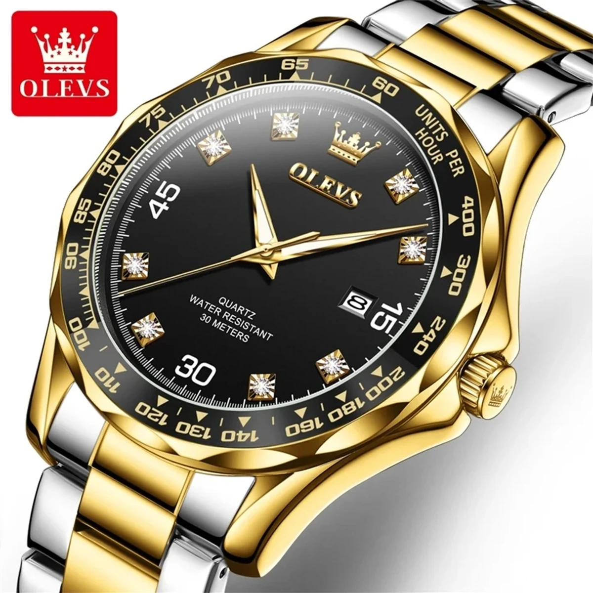 OLEVS 9988 Number Dial Luxury Quartz Watch For Men Original Top Brand Wristwatch Waterproof Luminous Calendar Business Man Watch