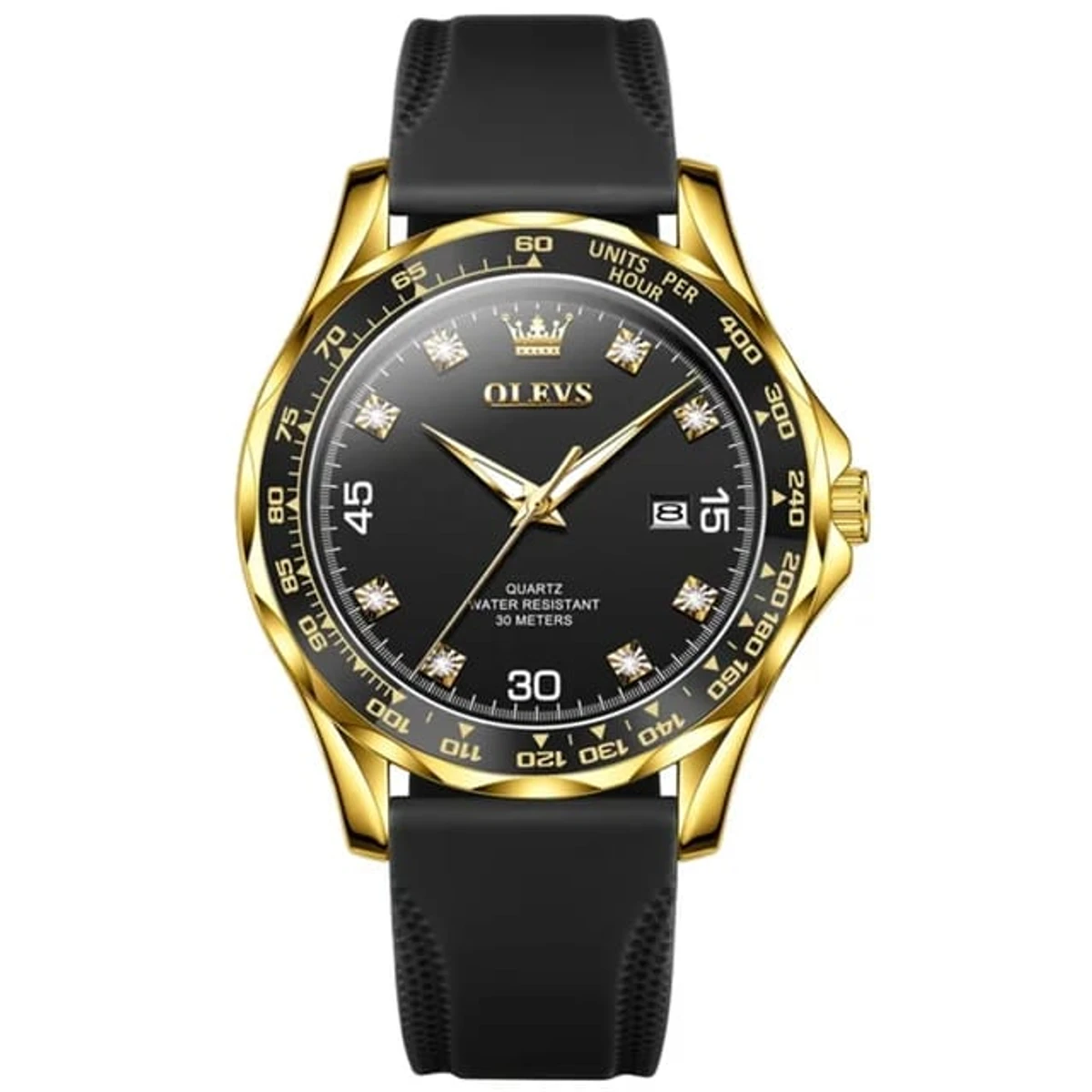 OLEVS 9988 Sport Quartz Watch Rubber Watchband Round-dial Calendar